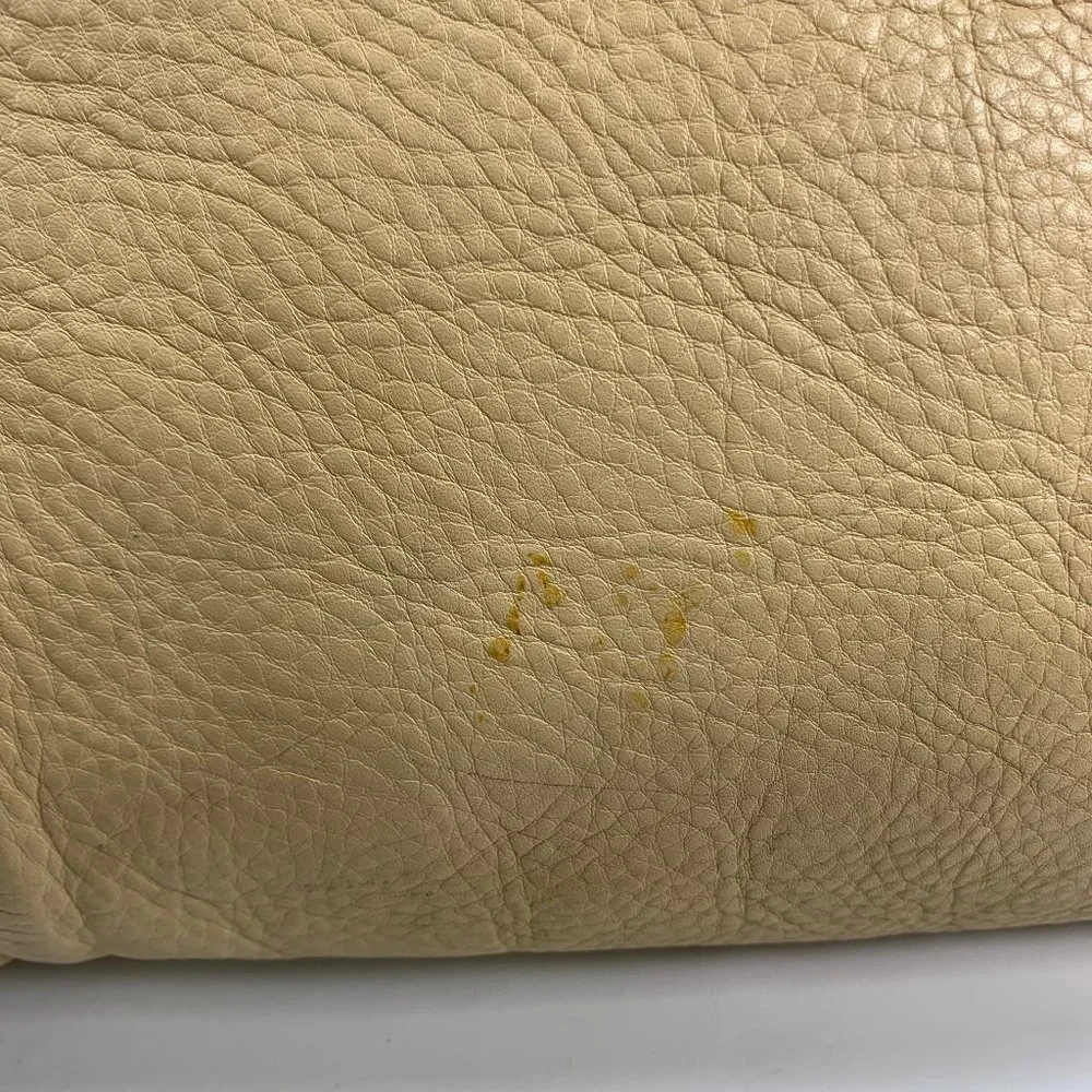 Kate Spade Beige Pebble Grain Leather Large‎ Zip Satchel Shoulder Bag